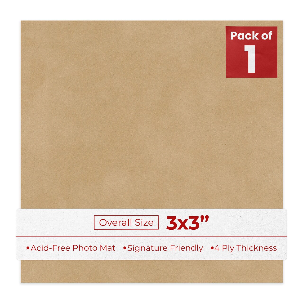 Beige Suede 3x3 Inch Uncut Mat Board - Blank Sheets, No Opening